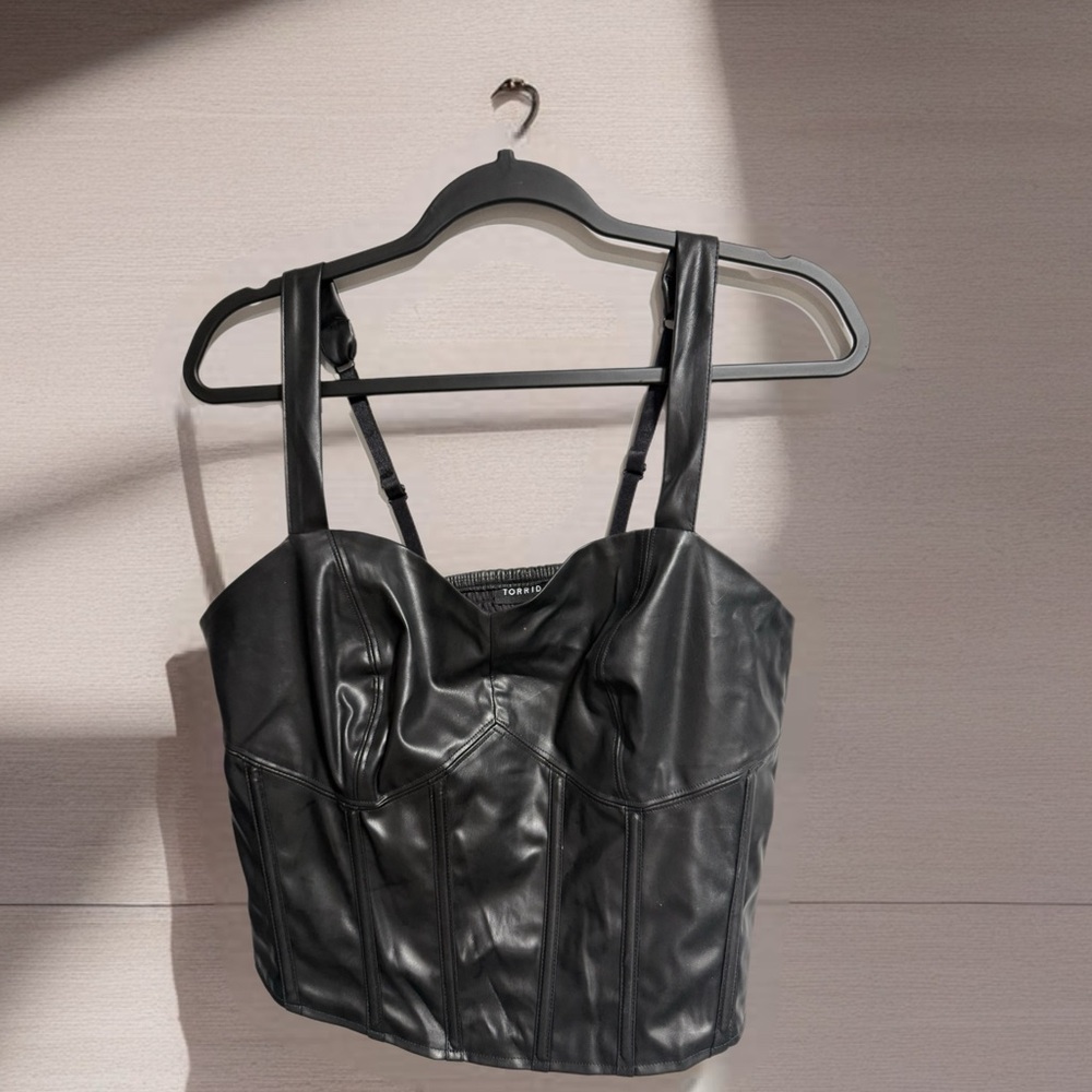 Torrid Black leather Bra Top